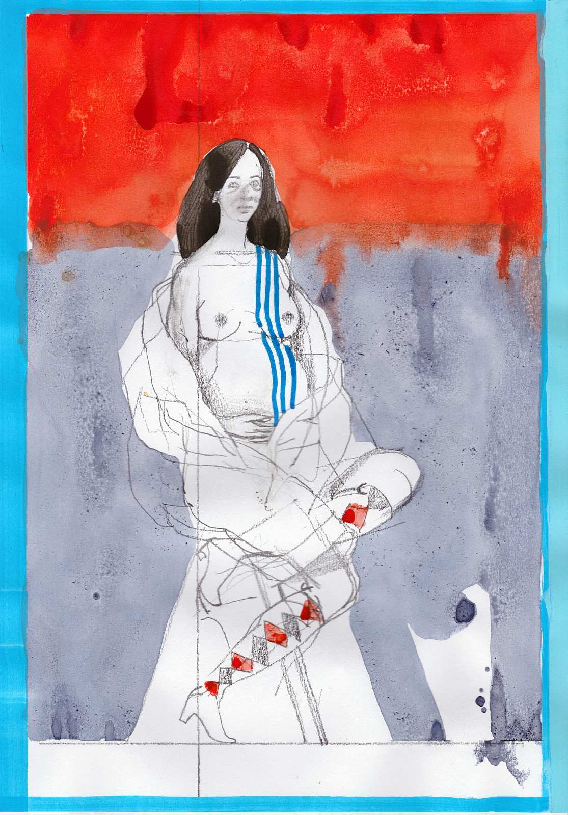 Sitting M. (branded),Painting by Rayk Goetze