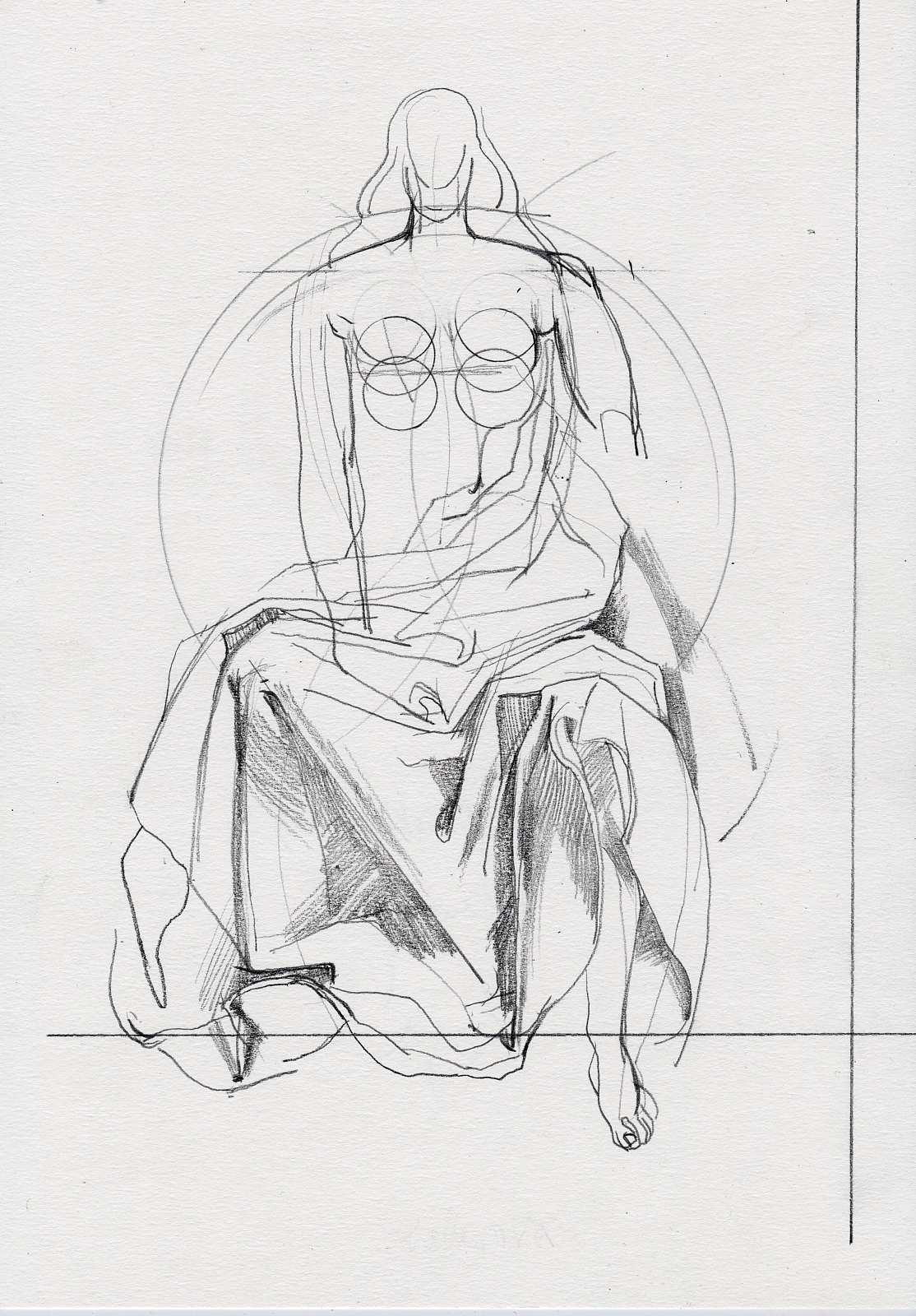 Sitting Drapery (Hellerova),Painting by Rayk Goetze