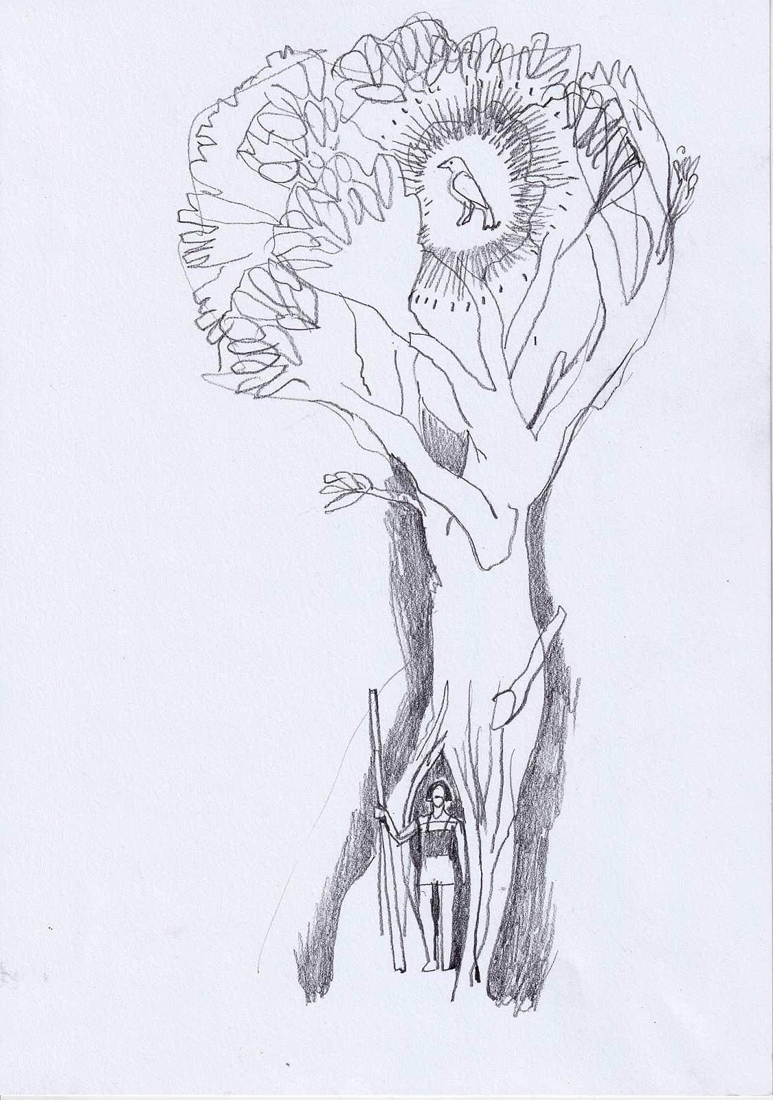 Baumstudie (mit Wächter),Painting by Rayk Goetze