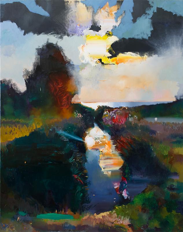 Die Insel (Landschaft mit Papagei), Painting by Rayk Goetze