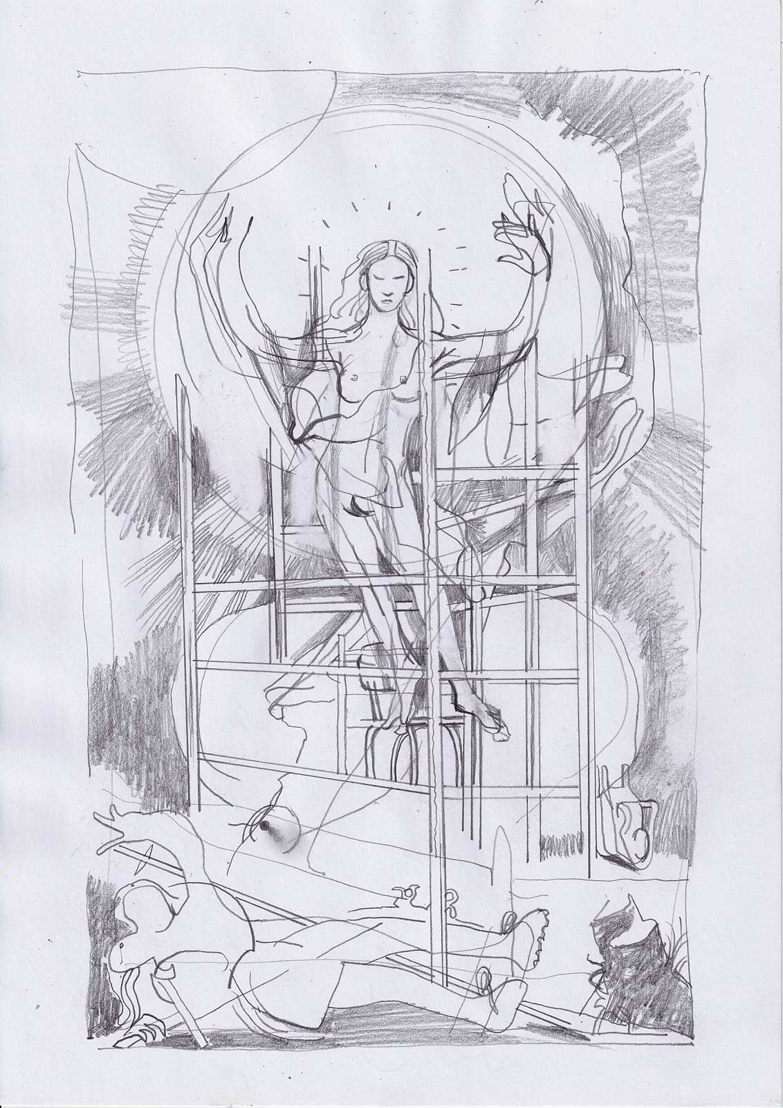 Gerüst (Studie Auferstehung),Painting by Rayk Goetze